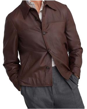 Brunello Cucinelli Nappa Leather Jacket Brun941" - Black