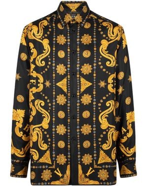 Versace Printed Button Down Shirt A84050 A232646 A7008" - Black