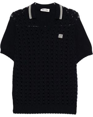 Miu Miu Crochet Polo Shirt Mml03L 1847 F0008" - Black