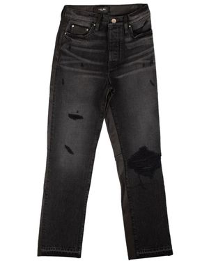 Amiri Crop Straight Leather Trousers Amr-Xbtm-0106" - Black