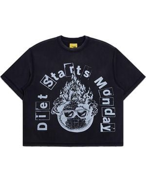 DIET STARTS MONDAY Worlds Burning T-Shirt "Vintage" Dsm Ps26 002" - Black