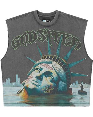 GODSPEED NEW YORK Sunken Liberty Sleeveless T-Shirt Gs321" - Green
