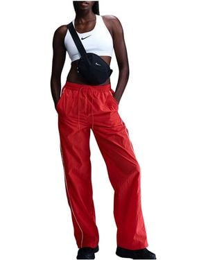 Nike Windrunner High-Waisted Woven Open-Hem Trousers "University" Fv7655 657" - Black