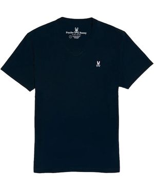 Psycho Bunny Classic V-Neck Big And Tall T-Shirt Shirt B9U100Arpc Nvy" - Black