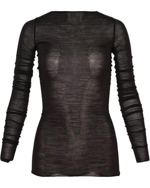 Rick Owens Long-Sleeve Wool Silk T-Shirt Ro02F5275 Jsw 09" - Black