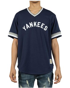 Mitchell & Ness Mlb Mesh V-Neck T-Shirt "New York Yankees - Black
