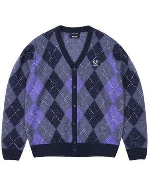 Palace Fred Perry Argyle Cardigan "Peacoat" P0178" - Blue