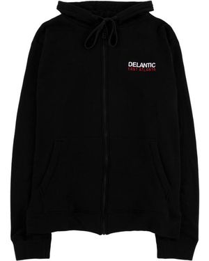 Delantic Ea Velour-Lined Zip Hoodie "Ea Burrr Hoodie" Dela001" - Black
