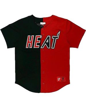 Mitchell & Ness Nba Split Colour Mesh Button Front Shirt "Miami Heat - Black