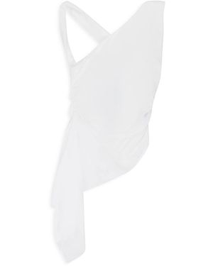 Rhude Asymmetrical Draped Blouse Rhss22To013203770377" - Black