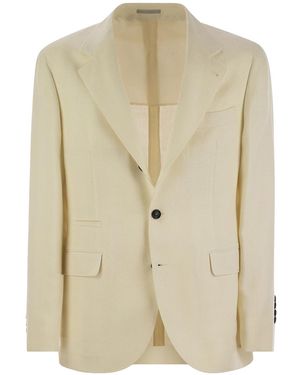 Brunello Cucinelli Linen Silk Wool Blazer "Cream" Brun846" - Black