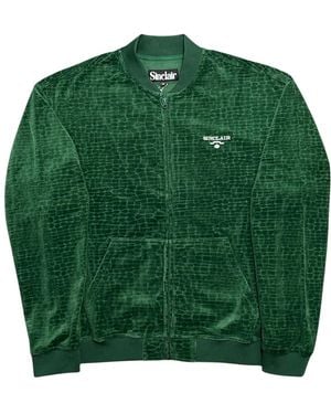 Sinclair Croc Jacquard Velour Track Jacket Smt223 Grn" - Green