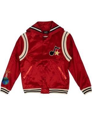 Just Don Satin Logo Cape Varsity Jacket 4925 100000308Slcv" - Red