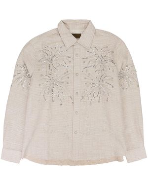 BIRTH OF ROYAL CHILD Fireworks Beaded Diamond Button-Down Shirt Bc25Ssls05" - Black