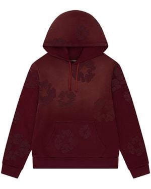DENIM TEARS Faded Mono Cotton Wreath Hoodie "Beet Root" Dt248" - Red