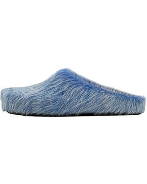 Marni Long Hair Calfskin Fussbett Sabot Mule "Lilac" Sbmr000600P8006" - Blue