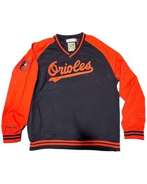 Mitchell & Ness Nylon Pullover Jacket Vintage Logo "Mlb Orioles" Jk9272 Borbkor" - Red