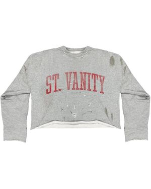 SAINT VANITY Bager Crewneck Long-Sleeve T-Shirt Sv012" - Grey