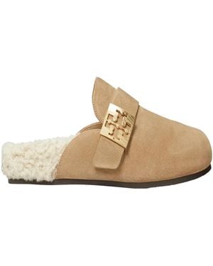 Tory Burch Mellow Shearling Mule "Noisette/Taupe/ 163612-250" - Black