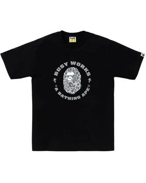 A Bathing Ape Wild Leopard Pattern Busy Works Sta T-Shirt Camo" 001Tel801041Mblk" - Black