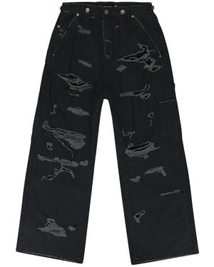 PROJECT G/R Distressed Patch Work Joggers Pgr Xjns 0001" - Black