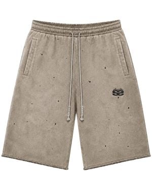 77 Studios Charm Distressed 3/4 Shorts "Taupe" 77S015" - Black
