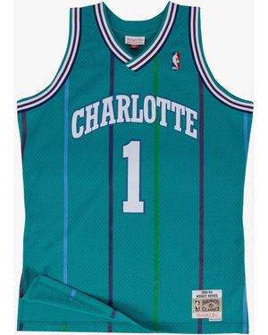 Mitchell & Ness Authentic Road Jersey Hornets 1992 Muggsy Bogues Ajy4Gs18069 Choteal92Mbo" - Blue