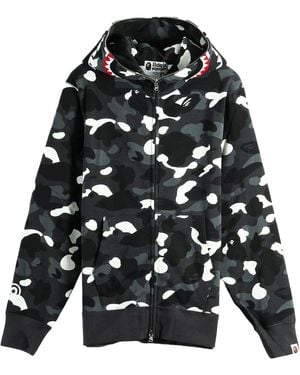 A Bathing Ape City Camo Shark Regular Fit Full Zip Hoodie 1M30115302 Blk" - Black