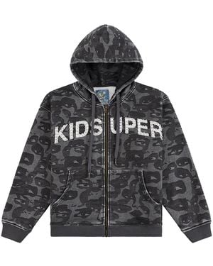 Kidsuper Face Camo Hoodie Ks006" - Black