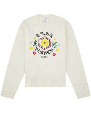 CASABLANCA Emblem Merino Knit Jumper Aw25 Kw 1105 01" - Black