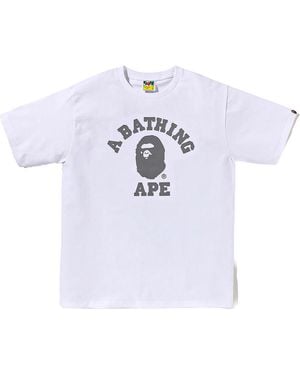A Bathing Ape Reflective On University Ss T-Shirt 0Zxtem00710Xq Whx" - Black
