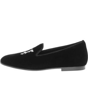 Palm Angels Embroidered Velvet Loafers Pmig003F23Fab0011000" - Black