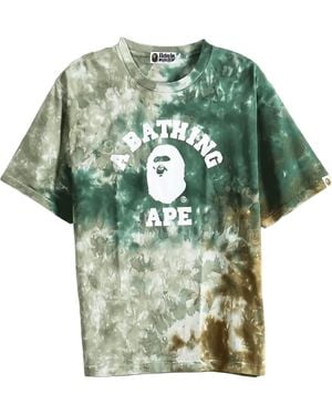 A Bathing Ape Tie Dye University Relaxed Fit T-Shirt 1M30109004" - Green