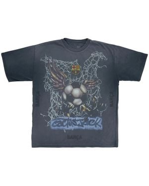 Travis Scott Fc Barcelona Washed Spray Logo T-Shirt "Cactus Jack - Black