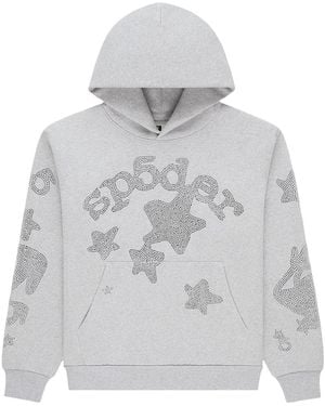 Sp5der Rhinestone Beluga Hoodie 309" - Black