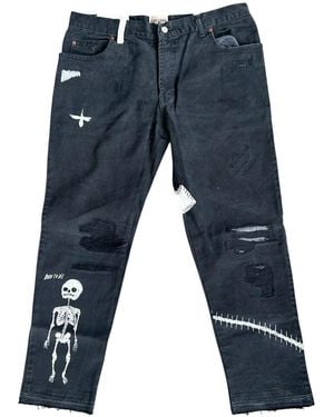 GALLERY DEPT. F**K Face Distressed Jeans Gd369" - Black