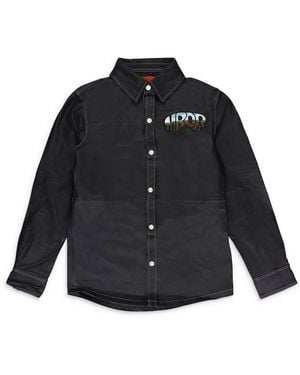 Who Decides War Leather Work Button-Down Shirt 1111110002" - Black