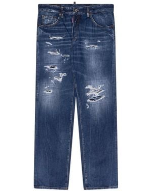 DSquared² Distressed 642 Fit Jeans 261148M186002" - Blue
