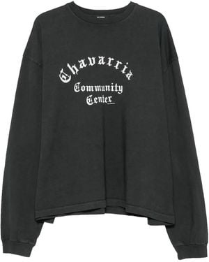 Willy Chavarria Community Centre Long-Sleeve Buffalo T-Shirt Mujte031 061N 001" - Black