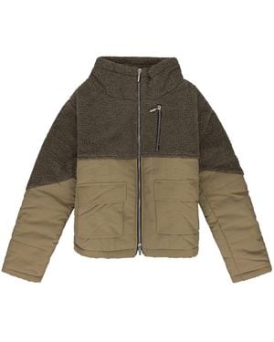 Rhude Two-Tone Zip-Up Sherpa Jacket Rhdmotw0053 Brn" - Black