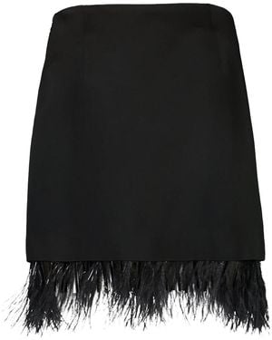 Brunello Cucinelli Skirt With Feather Trim Brun490" - Black