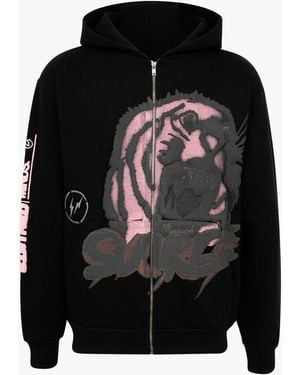 Travis Scott Tiger Hoodie "cactus Jack X Fragment" - Black
