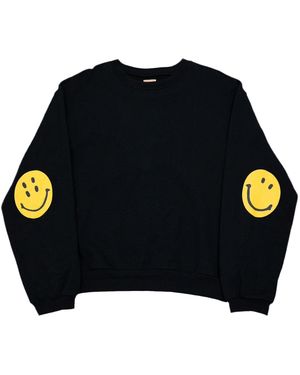 Kapital Smiley Crewneck Sweatshirt Kap003" - Black