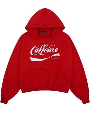 PROJECT G/R Caffeine Parody Hooded Sweatshirt Pgrcphsr" - Red