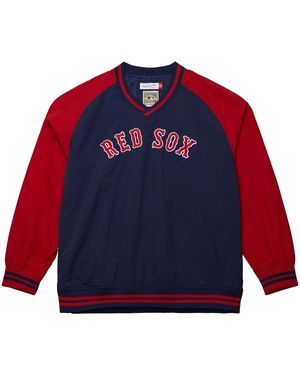 Mitchell & Ness Nylon Pullover Jacket Vintage Logo "Mlb Sox" Jk9272 Brsnavy" - Blue