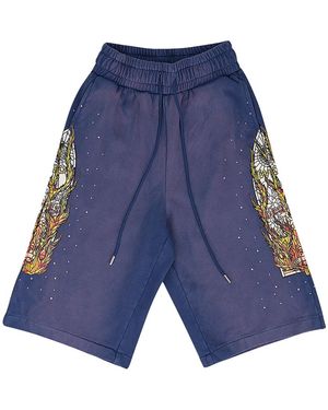 Who Decides War Flame Glass Sweatshorts 1120070010Sh" - Blue