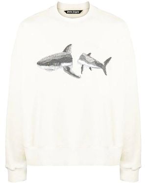 Palm Angels Shark Long-Sleeve T-Shirt "Butter Pmba026C99Fle0040409" - Black