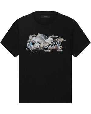 Amiri Pegasus Script Logo T-Shirt Ss23Mjg015 001" - Black