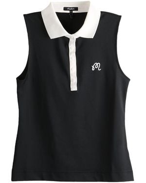 Malbon Golf Claudia Sleeveless Polo Mw 0015 Blk" - Black