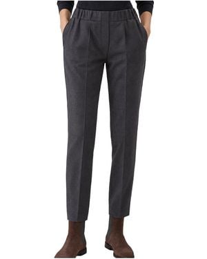 Brunello Cucinelli Wool Blend Straight Trousers "Dark" Brun2481" - Black